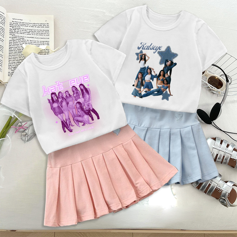 Embroidery Dress - Moda K POP K-KATSEYE T-shirt Gonna