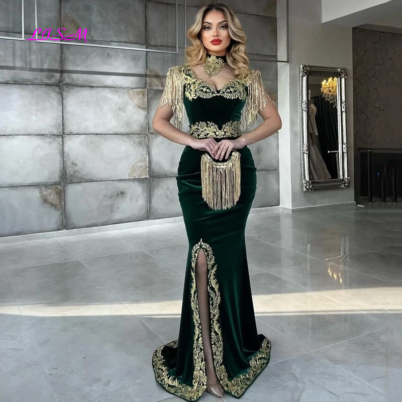 Embroidery Arabic - LISM Velluto verde Marocchino Caftano Sirena