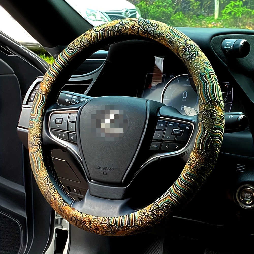 Embroidery Hub - Coprivolante per auto, ricamo in broccato,