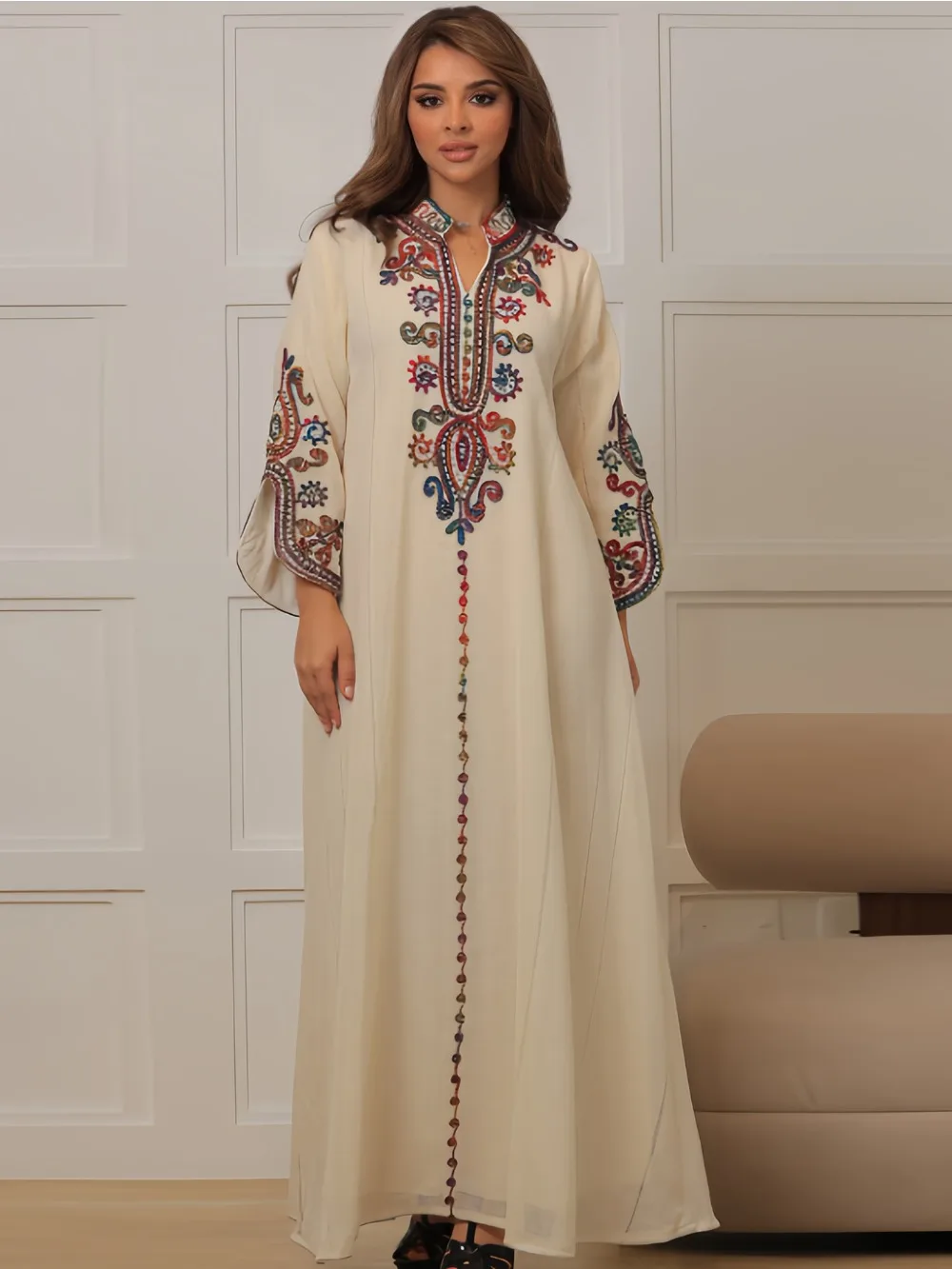 Embroidery Arabic - Abaya musulmano per le donne Abiti