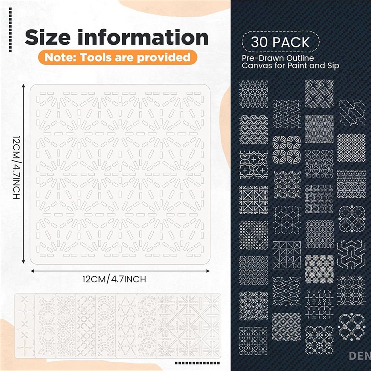 Embroidery X Pattern - Set di 30 Stencil a Forma