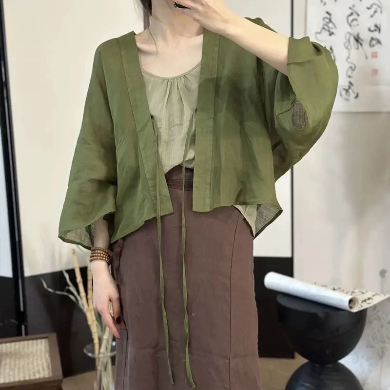 Linen Fabric Natural - Cardigan estivo 2026 di alta gamma