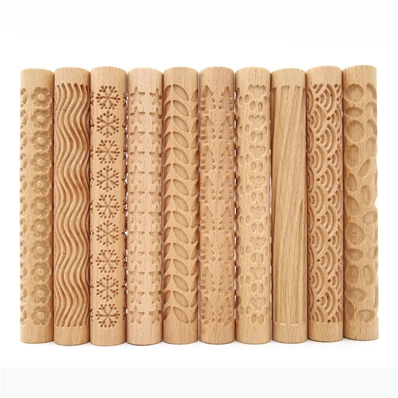 Embroidery Texture - Mattarello in Ceramica con Texture Legnosa,
