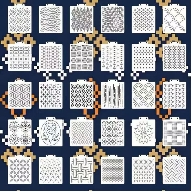 Embroidery And Quilting - Set di 30 stencil Sashiko, modelli