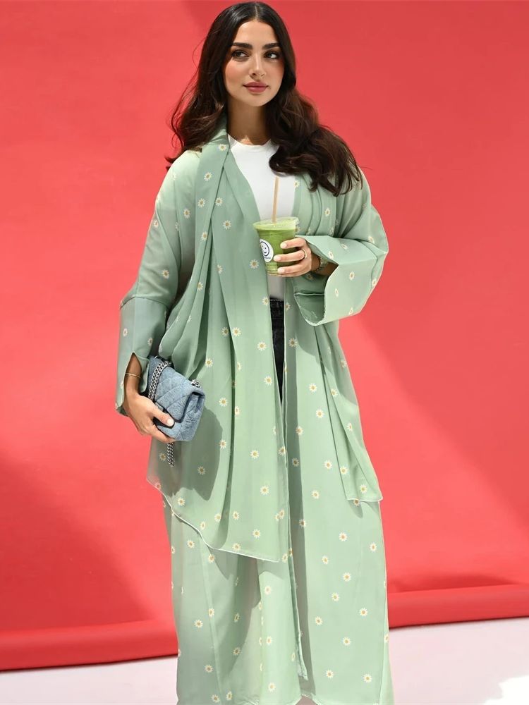Embroidery Kebaya - Ramadan Eid Aperto Khimar Kimono Abaya