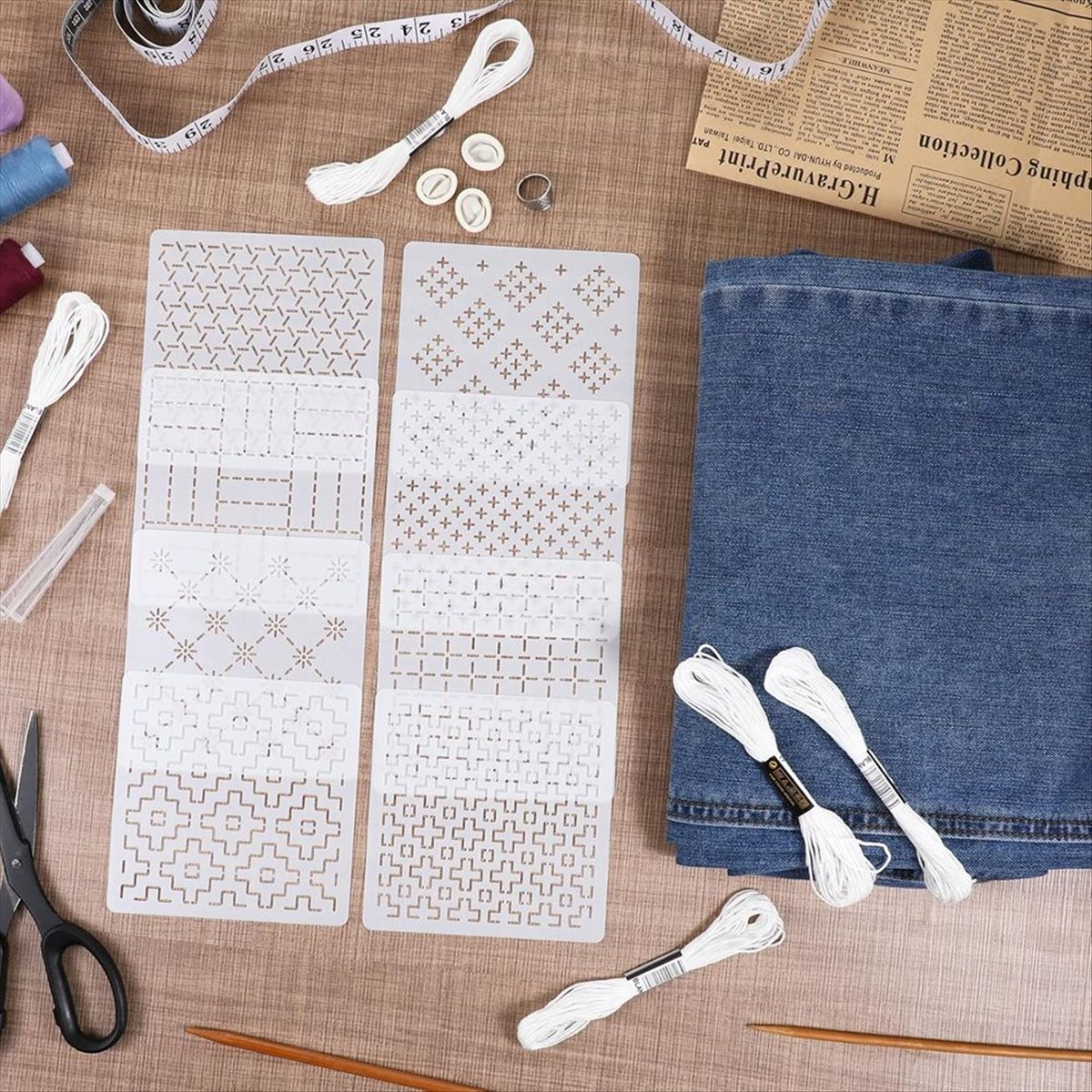 Embroidery X Pattern - AT16 24 pezzi kit stencil in