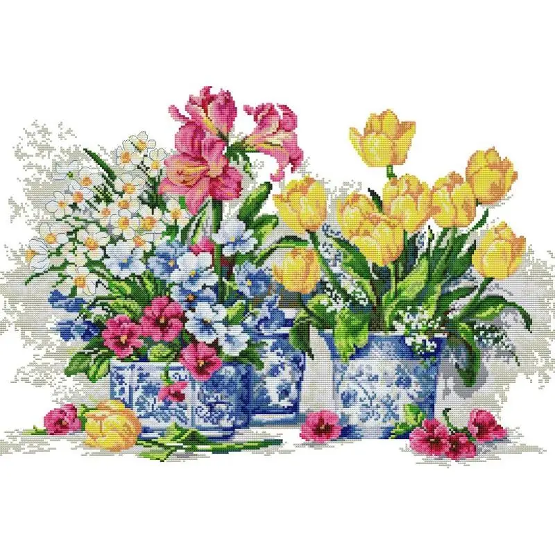 Embroidery Tas - Fiori in vaso NKF Contati Punto