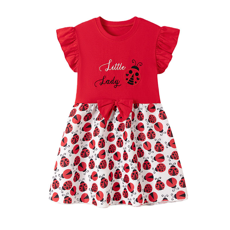 Embroidery Lady Bug - Abiti da ragazza a maniche corte