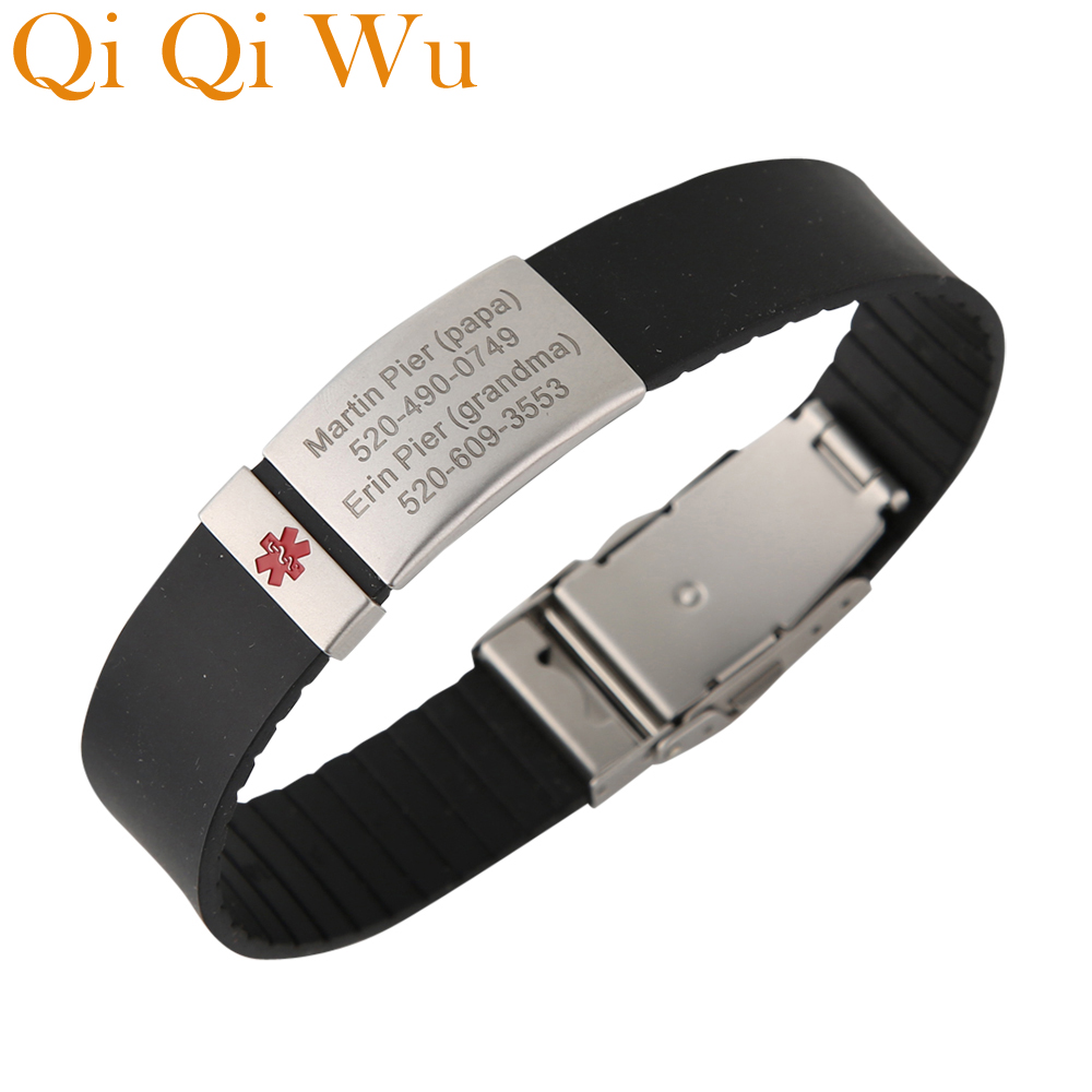 Embroidery Writing - Braccialetto Medico Personalizzato Inciso per Adulti,