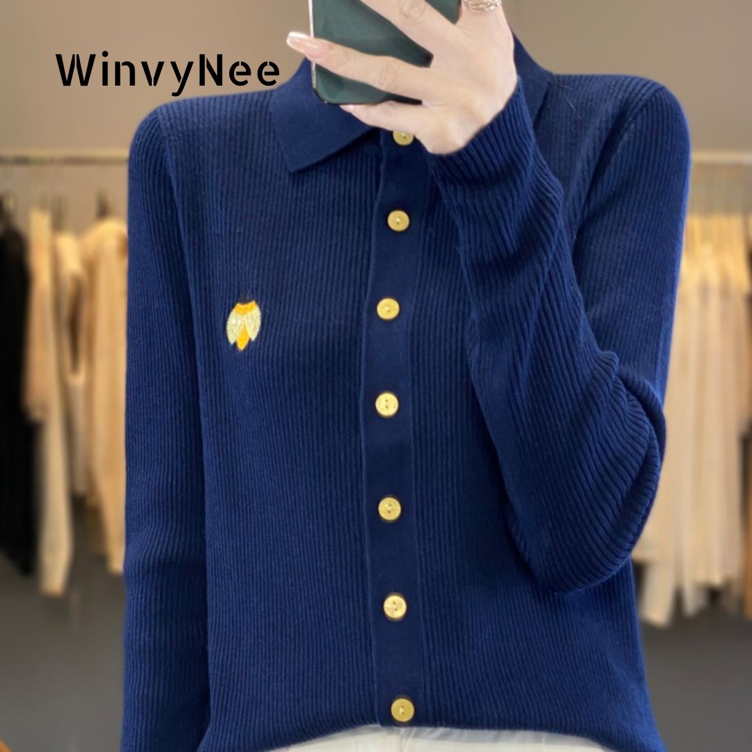 Embroidery Lady Bug - WinvyNee Abbigliamento Donna Primavera Cardigan con