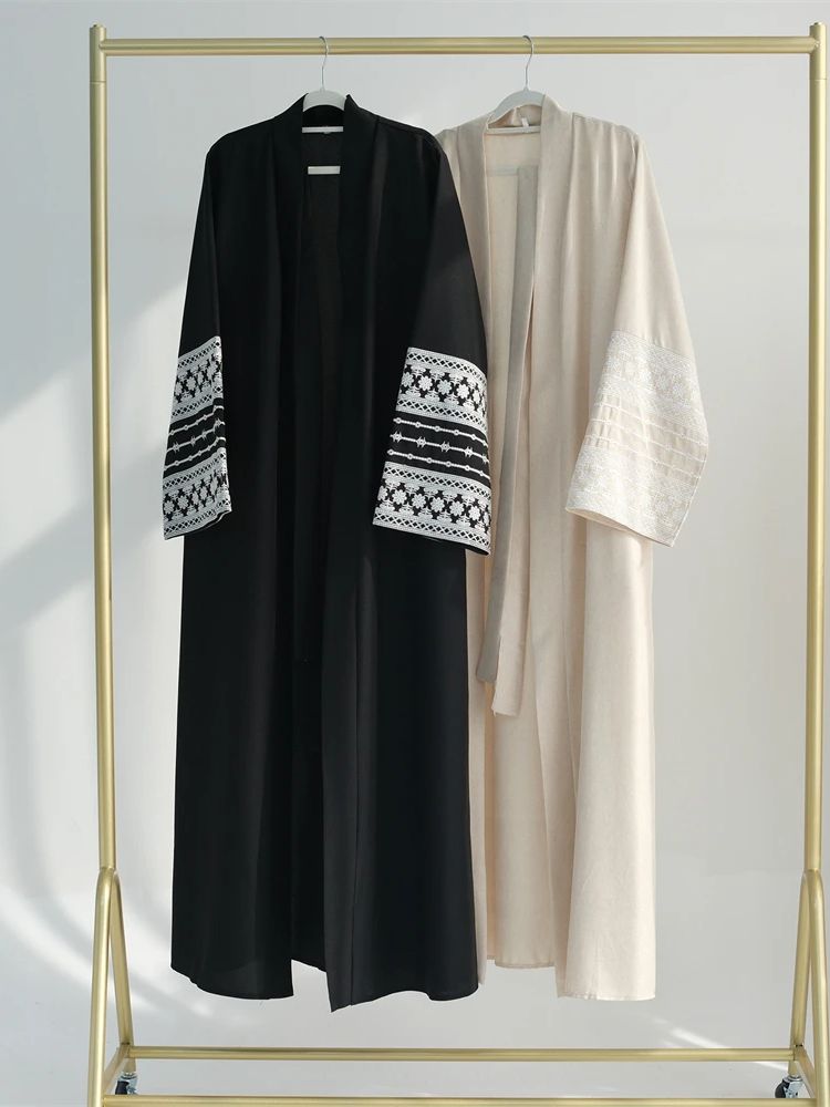 Embroidery Kebaya - Ramadan Eid Nero Aperto Kimono Abaya