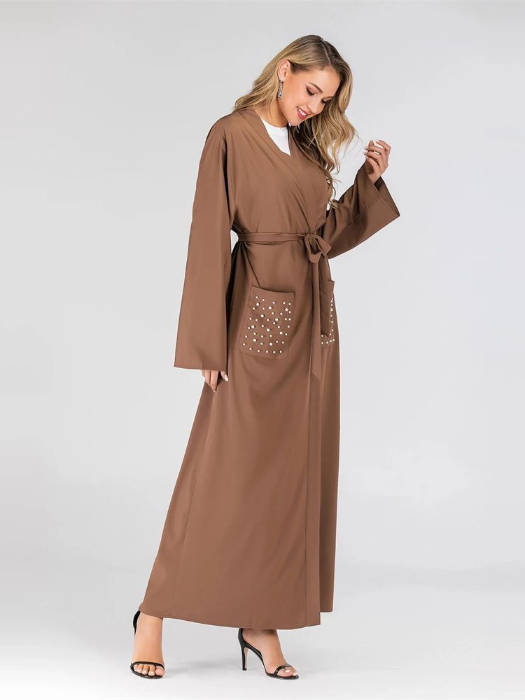 Embroidery Kebaya - Ramadan Ricamo Kimono Aperto Abaya Dubai