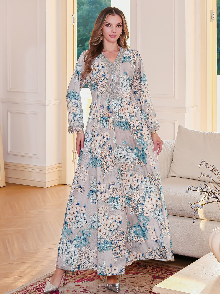 Donne musulmane Dubai Abaya lu - Embroidery Kebaya recensione e prezzo