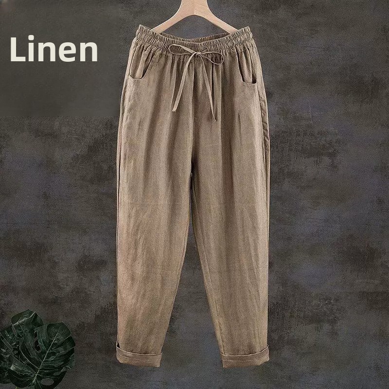 Pantaloni Casual in Puro Lino  - Linen Fabric Natural recensione e prezzo