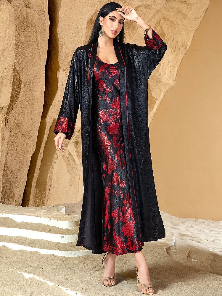 Nero Rosso Aperto Kimono Abaya - Embroidery Kebaya recensione e prezzo