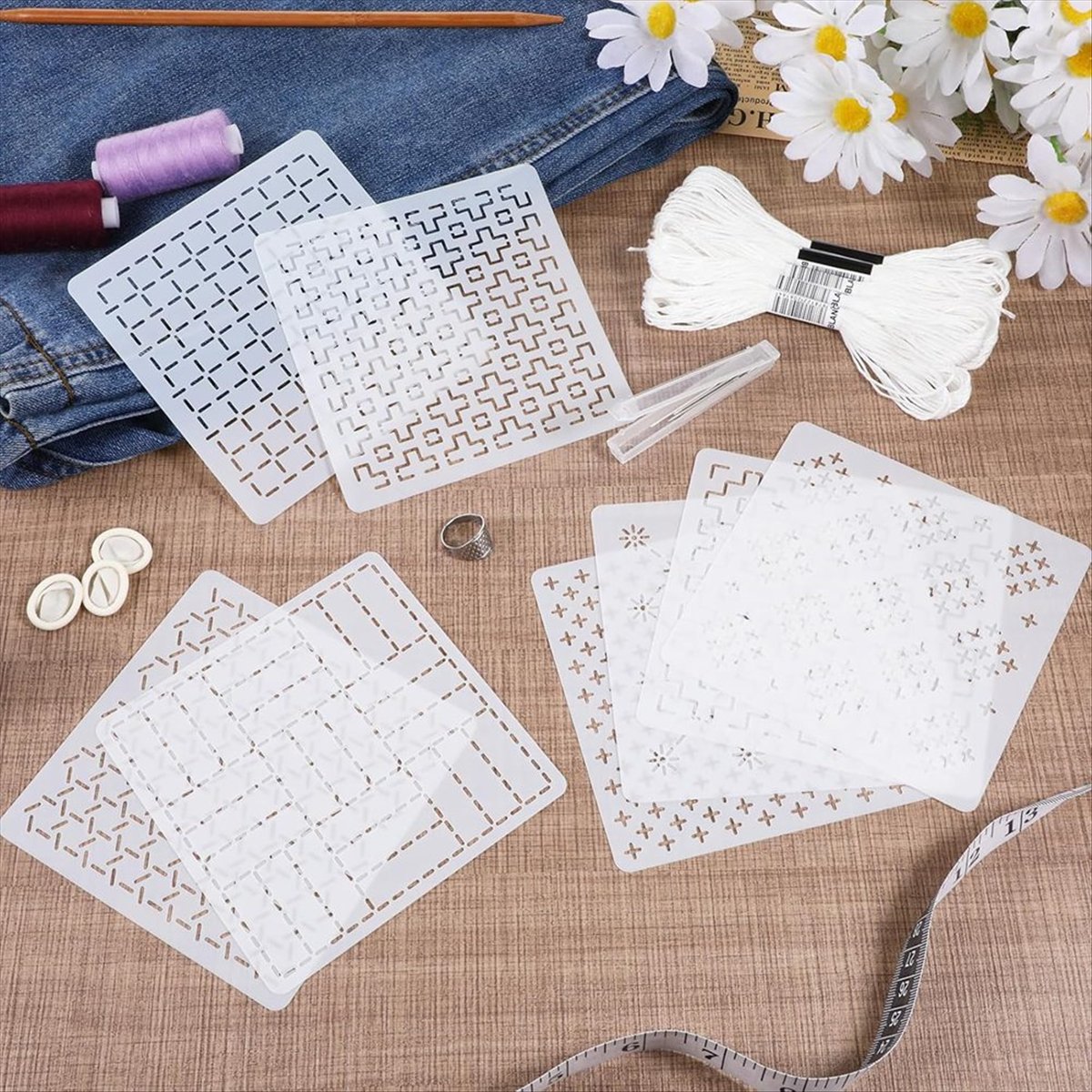AT16 24 pezzi kit stencil in p - Embroidery X Pattern recensione e prezzo